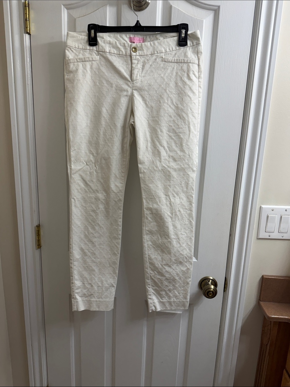 Lilly Pulitzer Ivory Textured Cropped Jeans - Slim Ankle